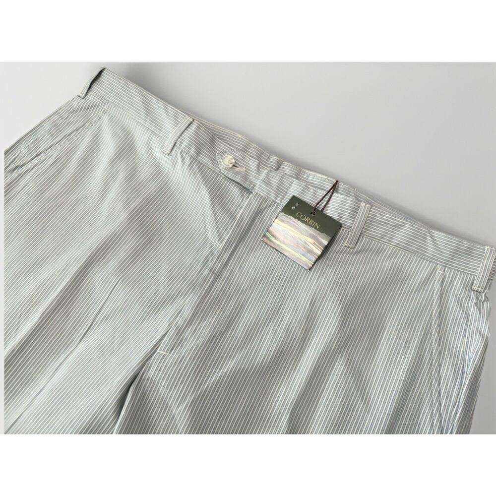 NWT Vintage Corbin Threads Cotton Leisure Pants Men 42 Blue Striped NEW
